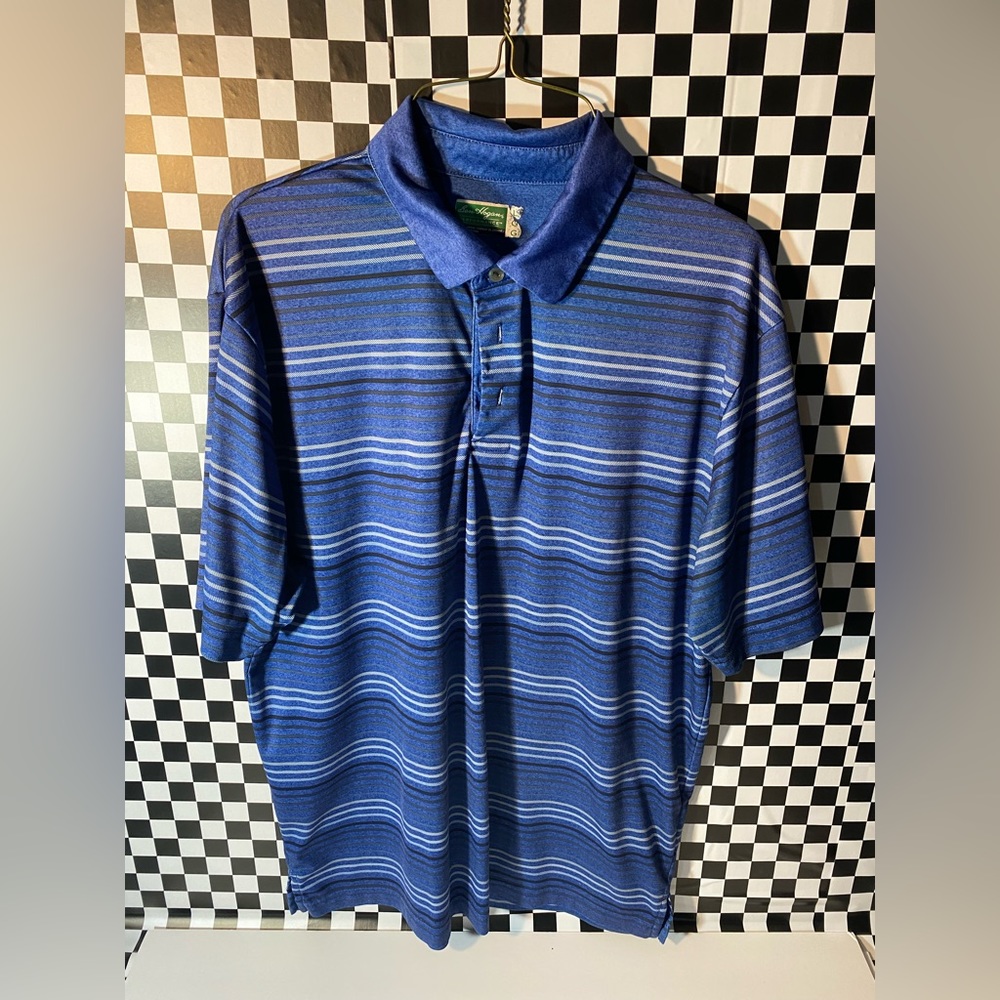 Ben Hogan Performance Golf Polo Shirt Short Sleeved Unique Striped  Size LG